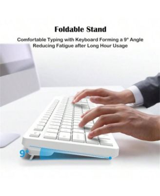 Wireless Keyboard & Mouse Combo – Full-Size, Silent, 2.4GHz, 2-in-1 Receiver, Compatible with Laptops – White