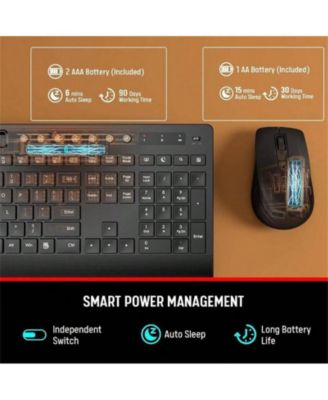 Wireless Keyboard and Mouse Combo - Full-Size Quiet Keyboard with Rest, Multimedia Keys, Power Switch, Compatible with OS, PC, Laptop - Black