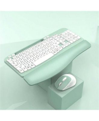 Wireless Keyboard and Mouse Combo - Full-Sized Keyboard with Cushioned Palm Rest, Phone Holder, 2.4G Cordless Set for Computer, Laptop, PC - Green