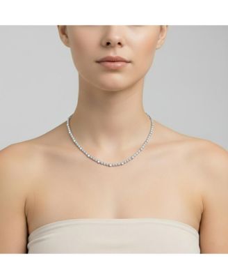 Women's Plated Cubic Zirconia Tennis Necklace
