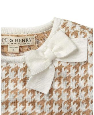 Big Girls Organic Long Sleeve Bow Detail Intarsia Sweater Dress