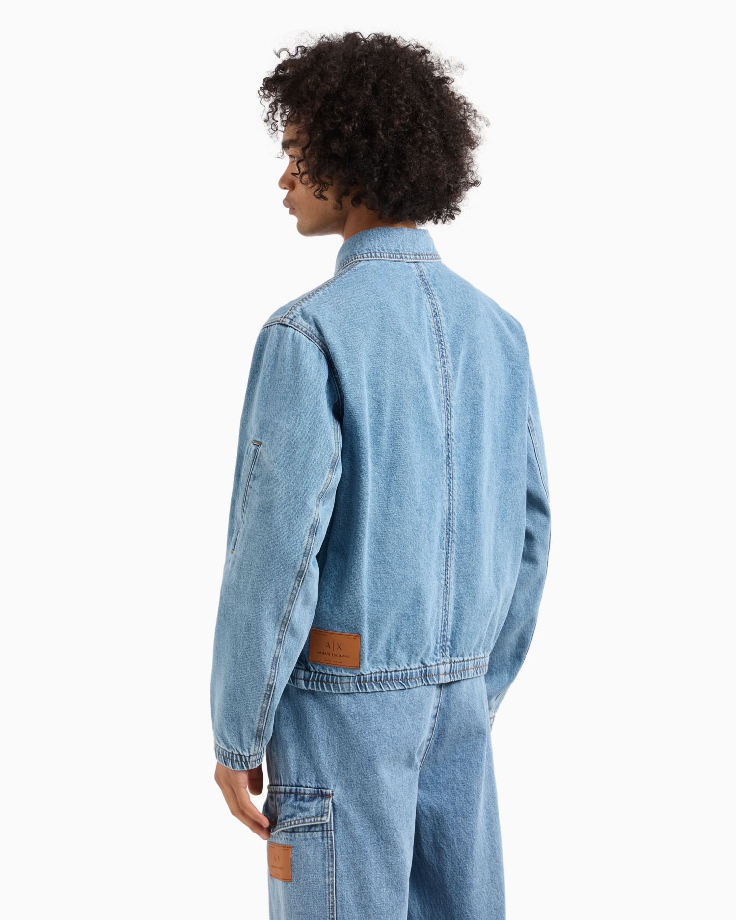 Men's Full-Zip Denim Bomber Jacket
