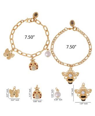 Charm Bracelet Duo - Ladybug & Bee - Gold Tone