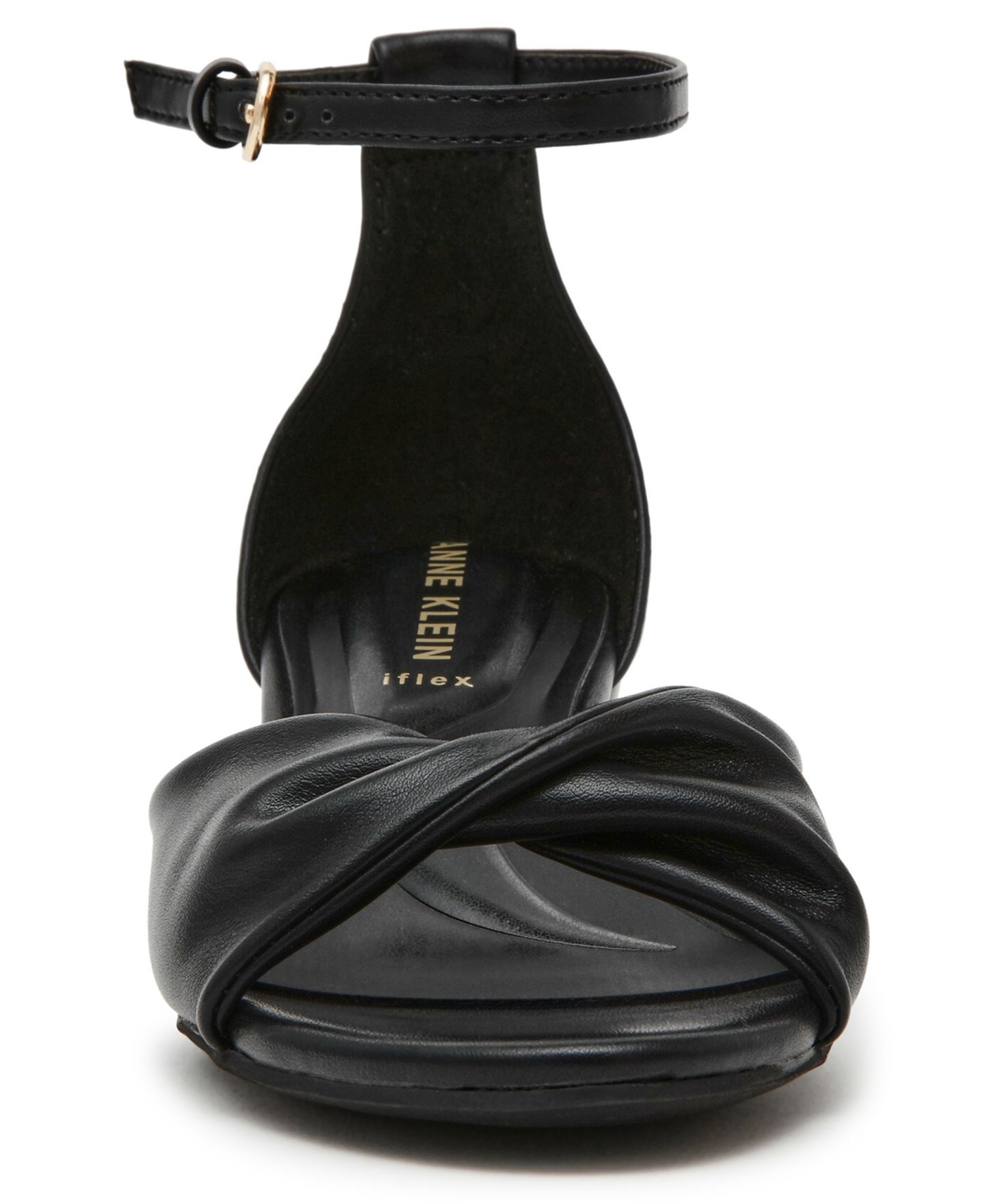 Женские сандалии Anne Klein Whitby Ankle Strap Demi Wedge, цвет: Чёрный гладкий — фото 6