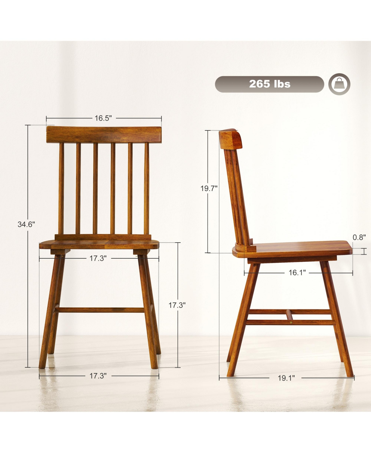 Homcom Dining Chairs Set of 4, Farmhouse Rubber Wood Kitchen Chairs