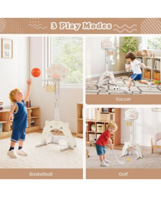 3-in-1 Toddler Sports Center with Basketball Hoop, Soccer & Golf