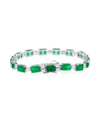 Suzy Levian Gala Collection Sterling Silver Emerald-Cut Cubic Zirconia Tennis Bracelet