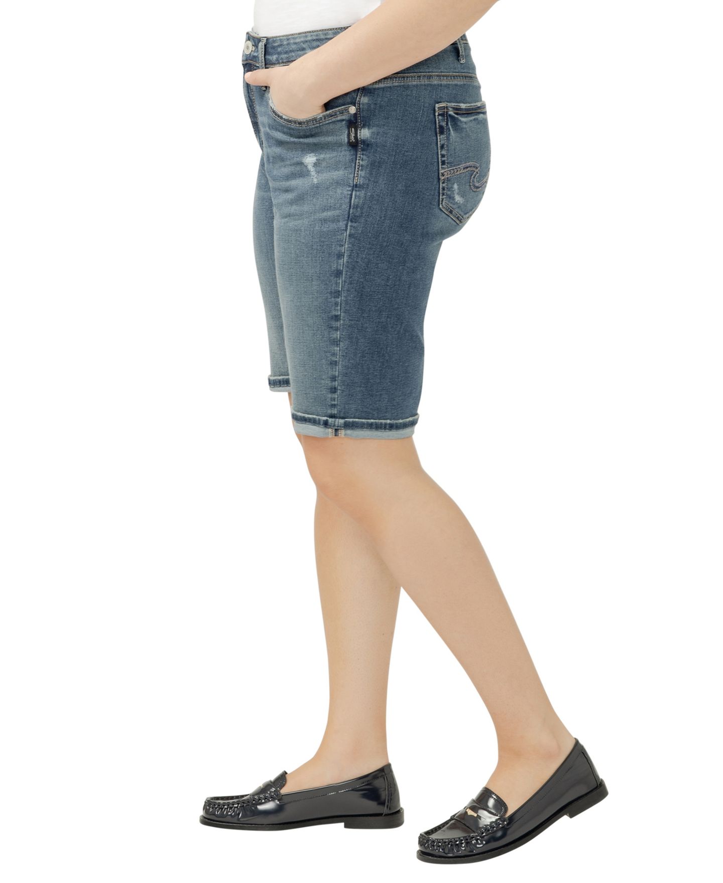 Женские шорты Silver Jeans Co. Plus Size Suki Mid Rise Curvy Fit Bermuda, цвет: Sunbury — фото 2