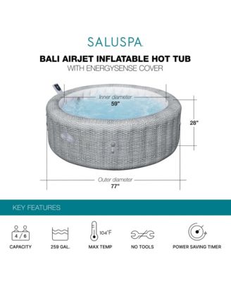 SaluSpa Bali Smart AirJet Inflatable Hot Tub w/ Energy Sense Cover.