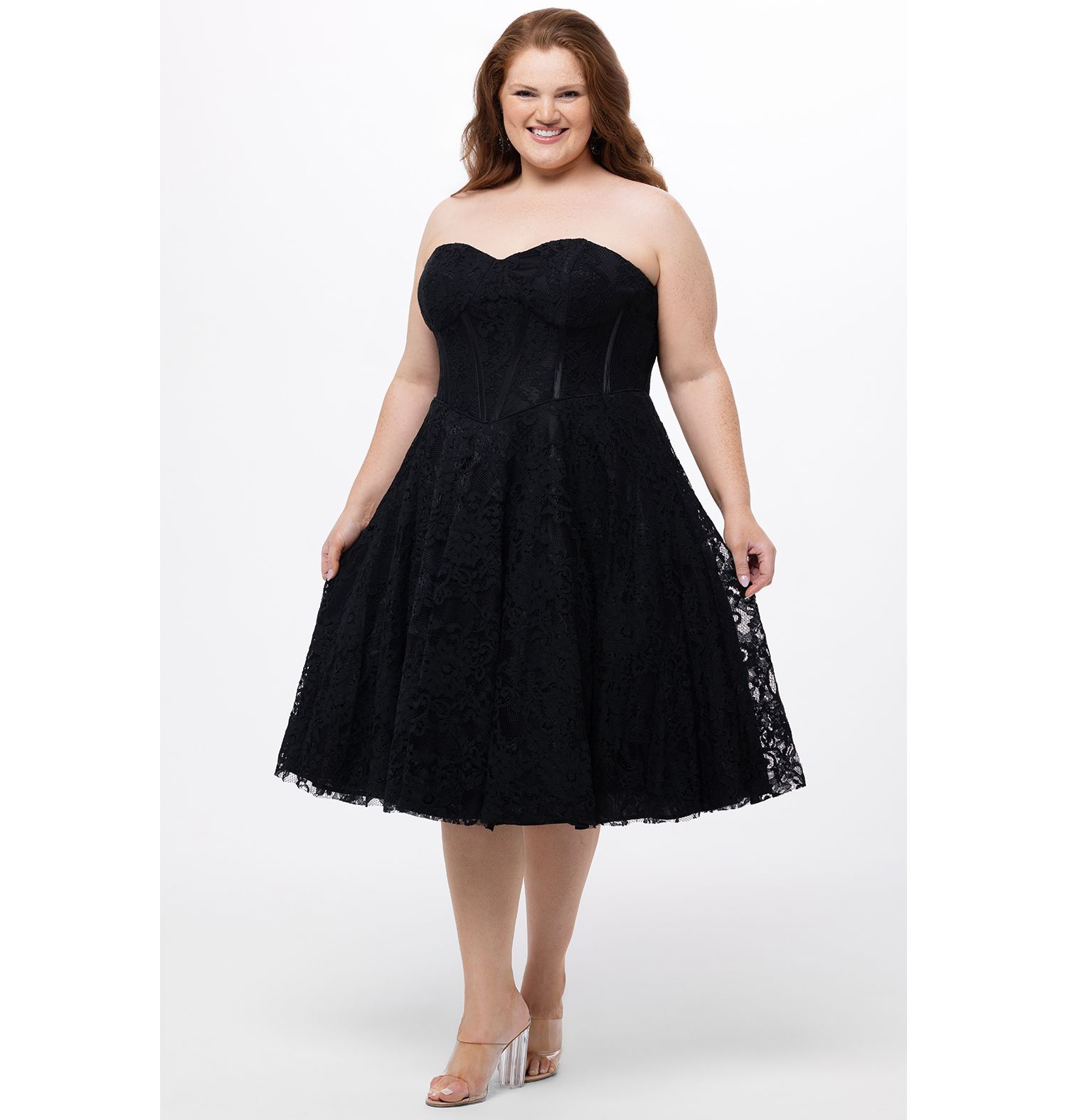 Women's Sweetheart Strapless Lace Bustier Party Dress