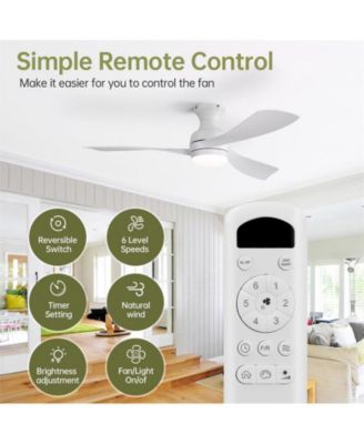 52-inch Modern White 3-Blade Flush Mount Ceiling Fan with Led Light and Remote Control