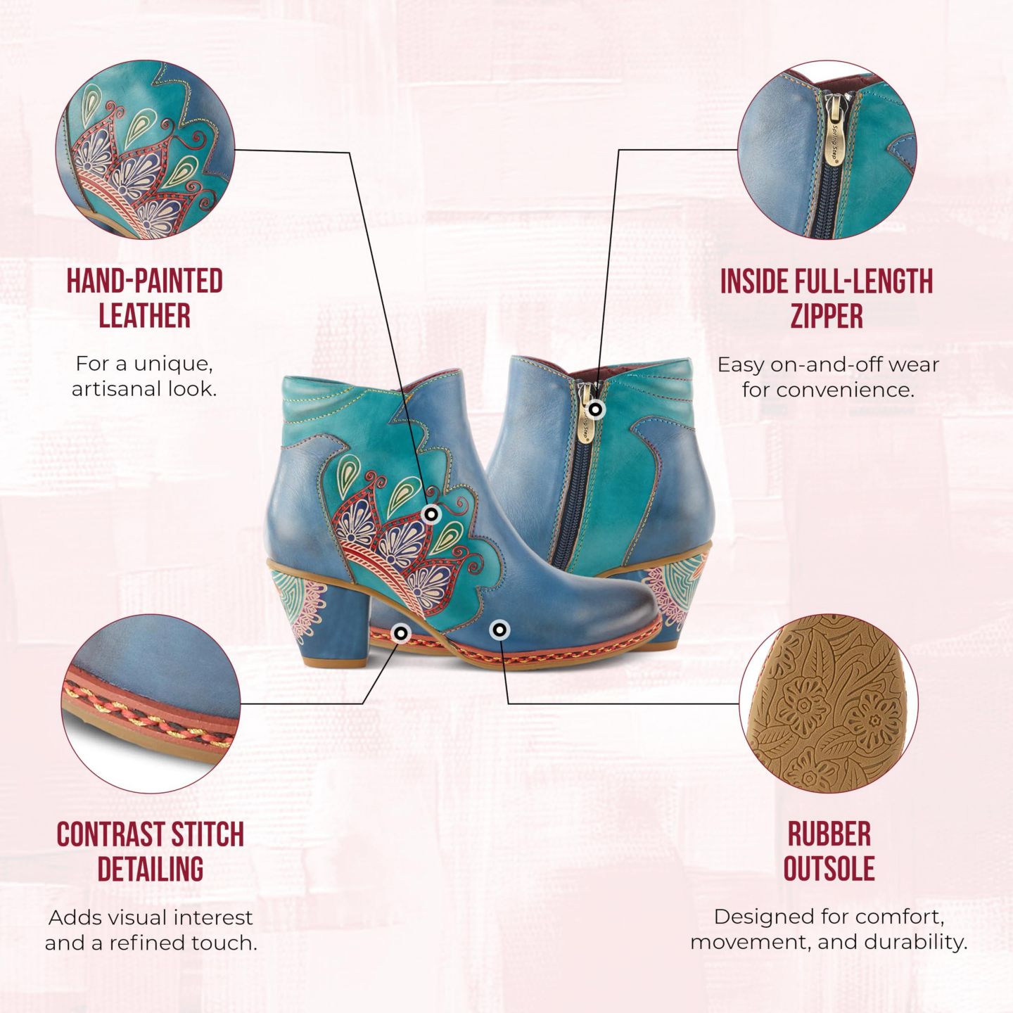 Женские ботинки L'Artiste Zamihi Western Boot -Leather Burnished Polished Design - Padded Insole, Inside Zipper, Flexible Sole, цвет: Коричневый — фото 4