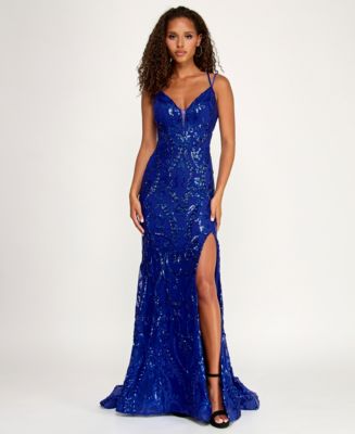 b. darlin patterned glitter mesh sweetheart neck off-the-shoulder dress B.Darlin Patterned Glitter Mesh Sweetheart Neck Off-The-Shoulder Dress