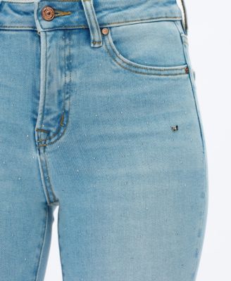 Women's High-Rise Rhinestone-Embellished Flare Jeans