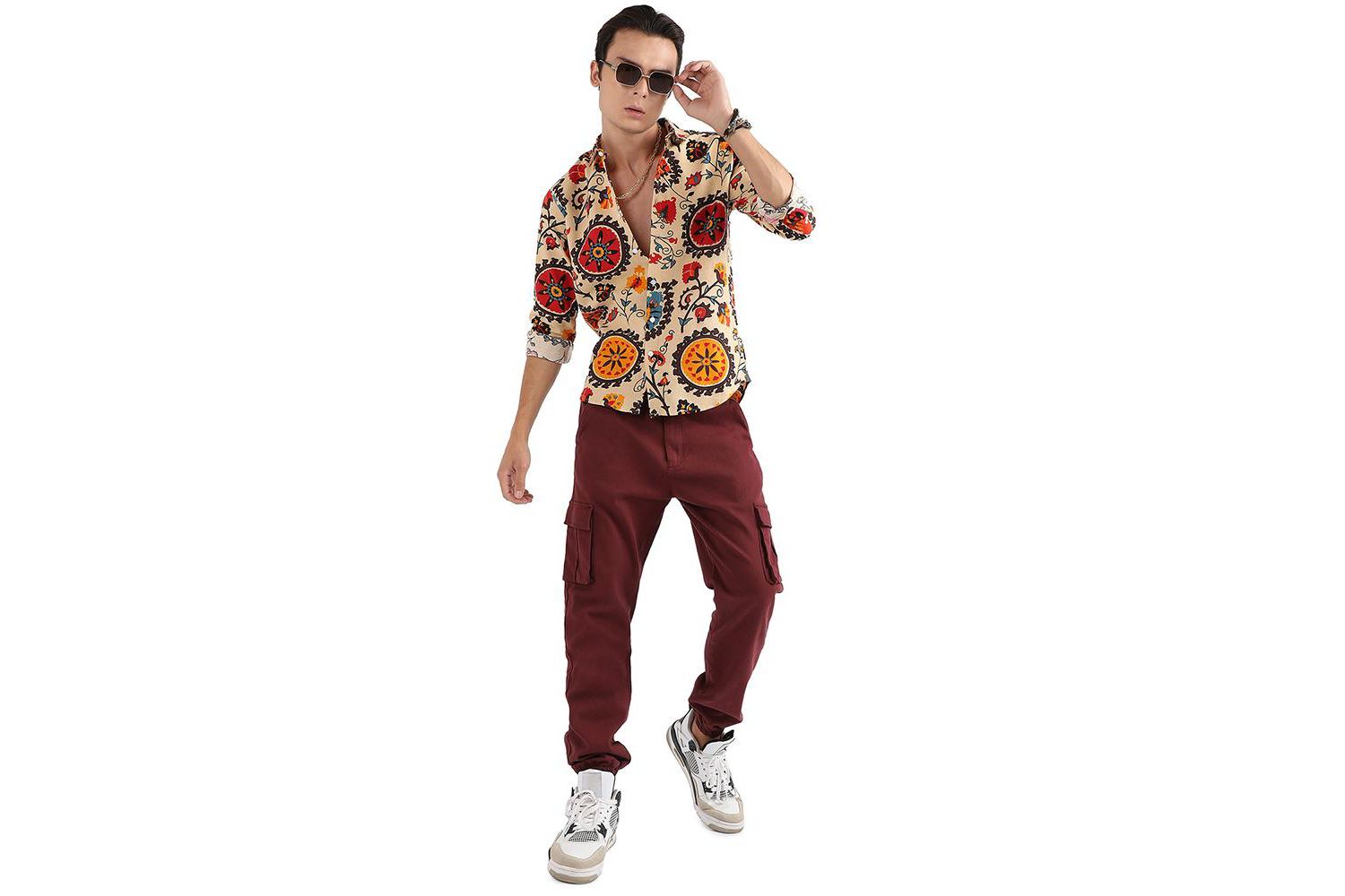 Men's Multicolour Ethnic Floral Shirt