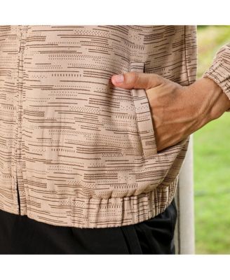 Men's Sand Beige Lined-Jacquard Bomber Jacket