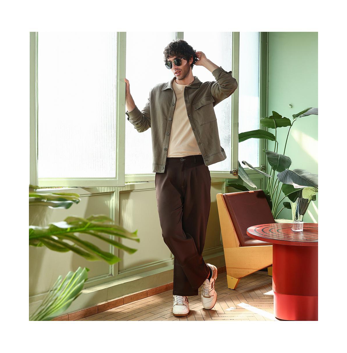 Campus Sutra Men's Dark Olive Utility-Knit Jacket