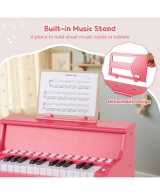 25 Keys Digital Piano with Music Stand Stool Lighted Keys Teaching Mode for 3+ Kids