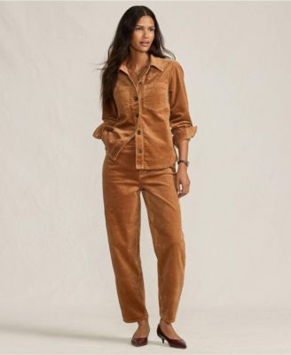 Women's Corduroy High Rise Barrel Leg Ankle Pants