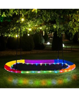 60-Inch LED Saucer Swing for Kids and Adults, Outdoor Hanging Tree Swing
