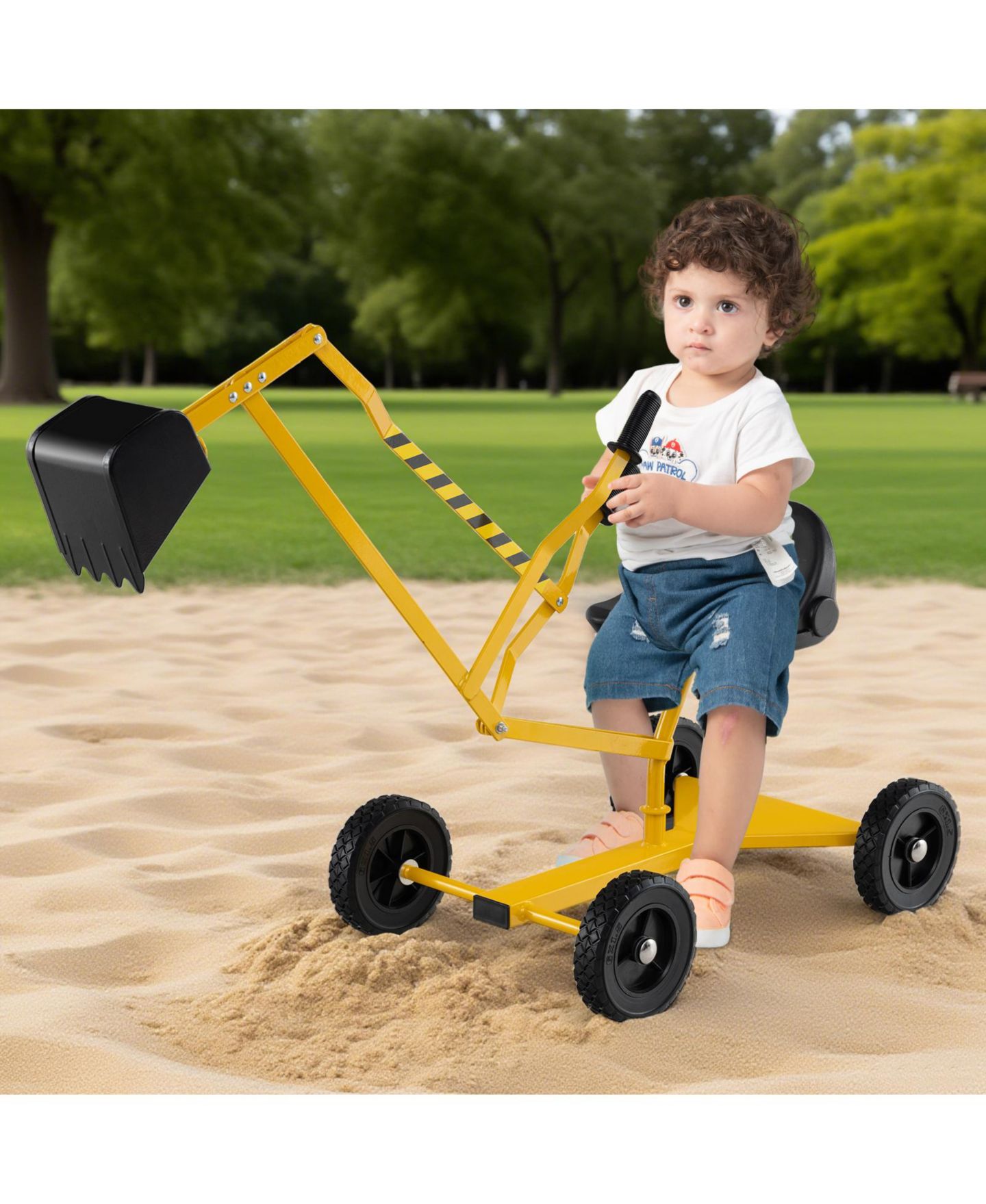 Детская игрушка HONGGE Sandbox Sand Digger Ride-On Excavator with Dual-Hand Controls, 110 lbs Capacity, Ages 3+, цвет: Чёрный — фото 6