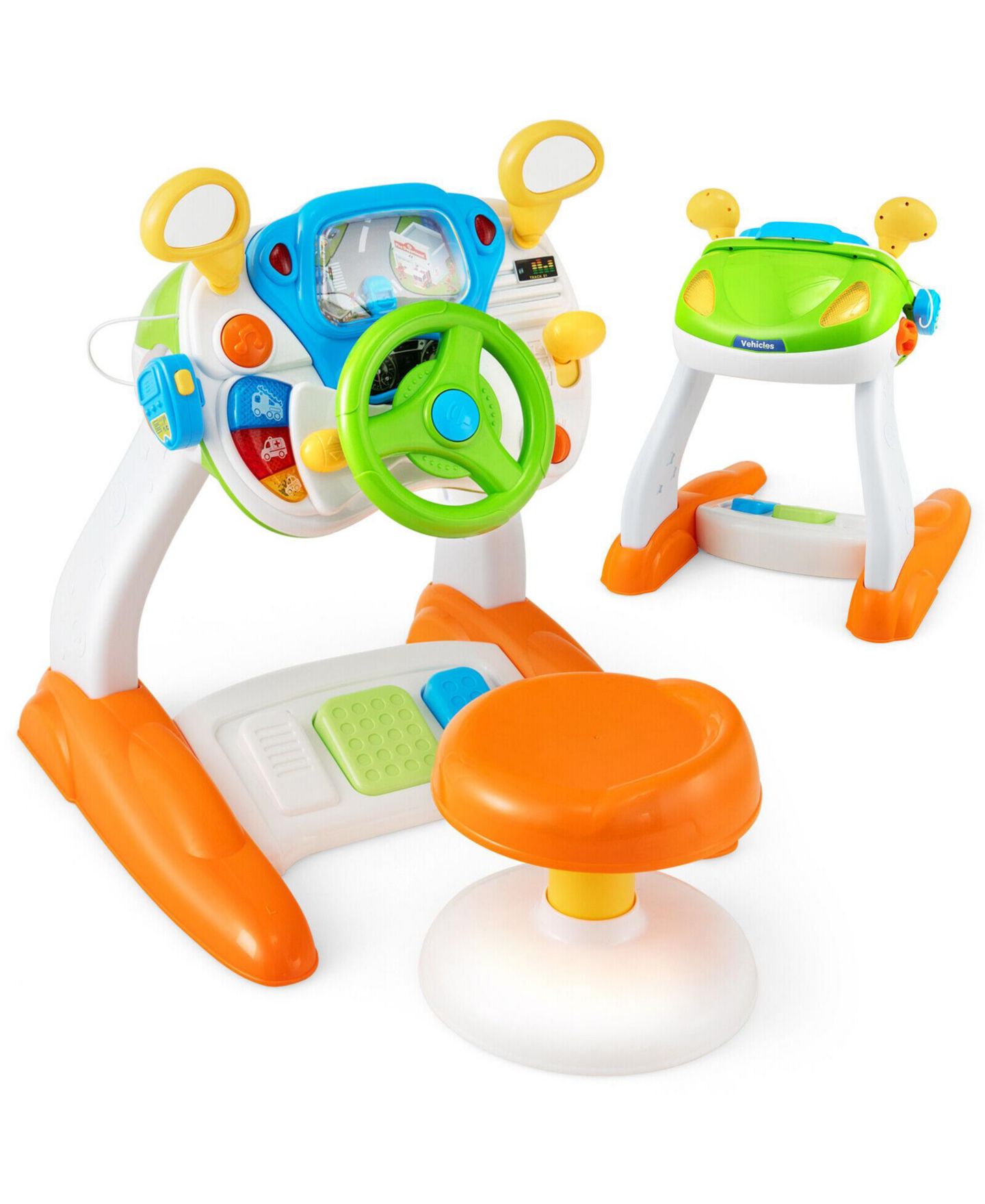 Детские игрушки HONGGE Steering Wheel Driving Simulation Toy with Real Sound Effects, 2-Piece Set, Ages 3+, цвет: Белый — фото 1