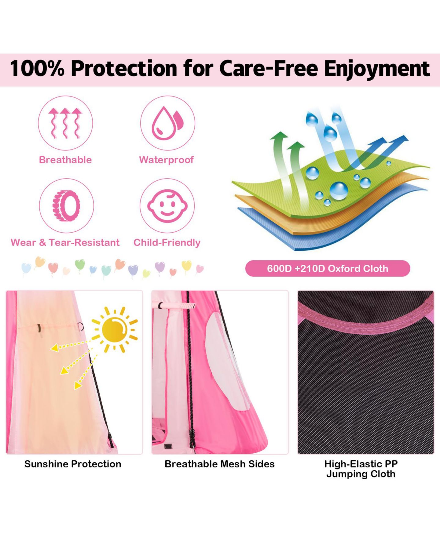 Детские игрушки SKONYON 2-in-1 Hanging Chair and Play Tent, 2-Piece Set, Ages 3-10, цвет: Розовый — фото 9