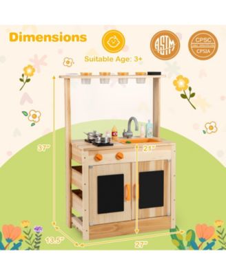 Kids Outdoor Wooden Mud Kitchen Playset with Sink & Planting Pots