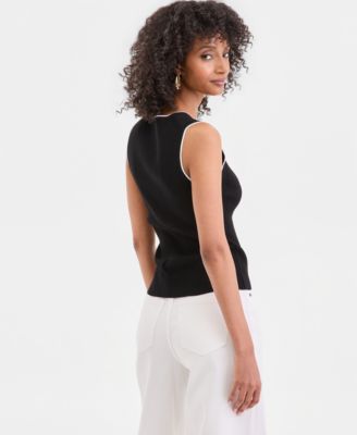 Women's Sleeveless Rib V-Neck Sweater