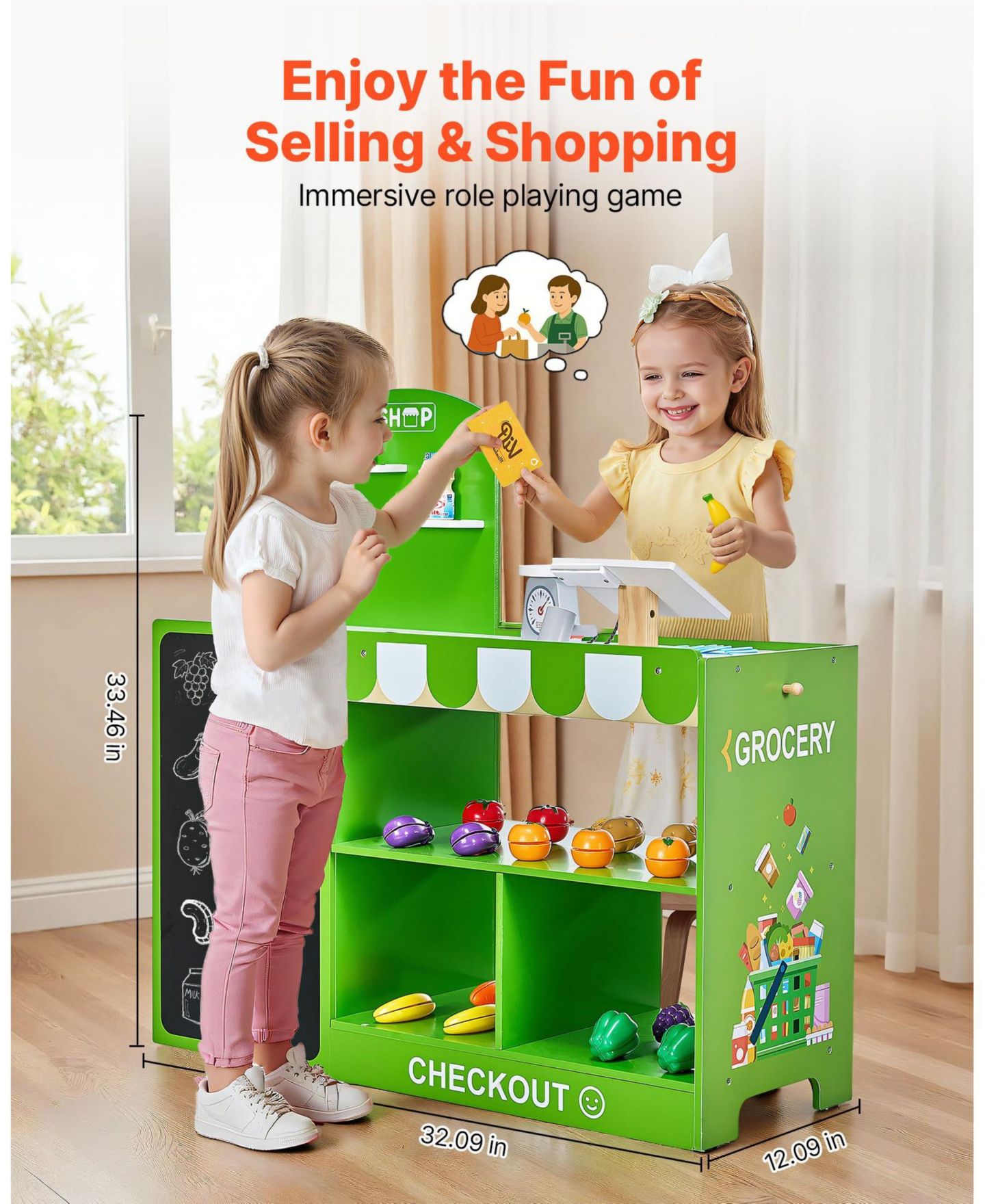 Детский игровой набор Mecale Grocery Store Working Conveyor Belt 35-Piece Playset, Ages 3+, цвет: Зелёный — фото 6