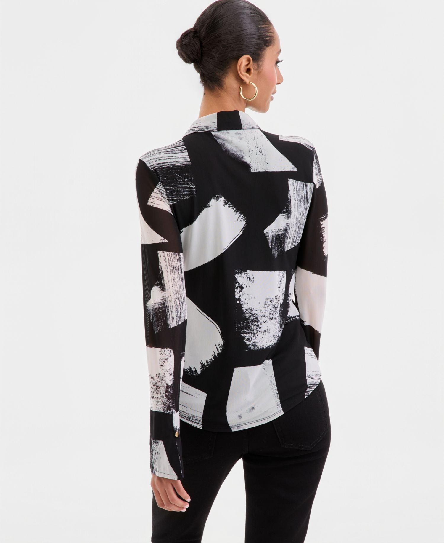 Plus Size Johnny-Collar Top