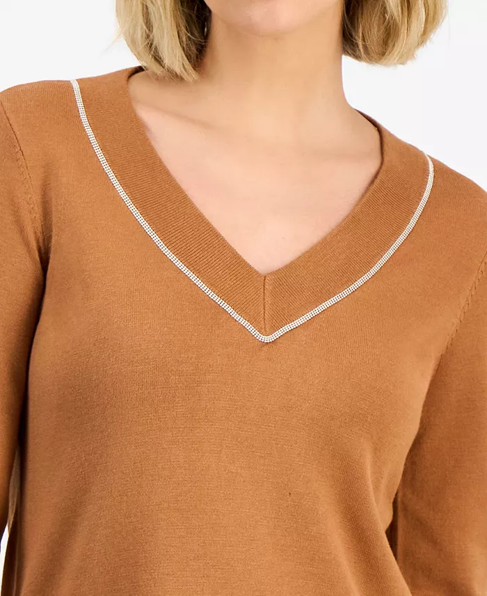Women's Beaded-Neck Sweater - thumbnail 10