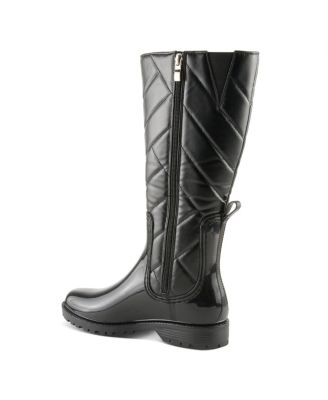 BERGAN Waterproof Quilted Rain Boots with Faux Fur Lining and Zipper Closure