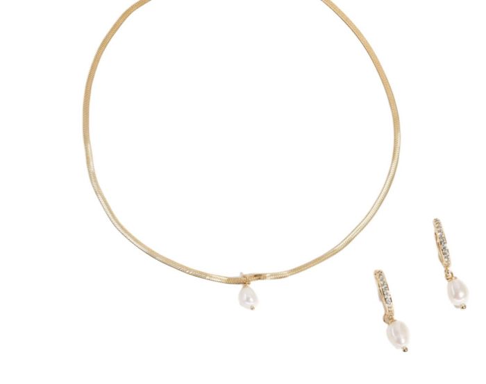 Joey Baby 2-Pc. Set Handcrafted Sleek Snake Chain With Pearl Necklace and