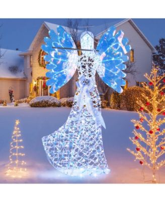 5.2 FT Lighted Angel Christmas Decoration with Flute, 250 LED Lights, Zip Ties
