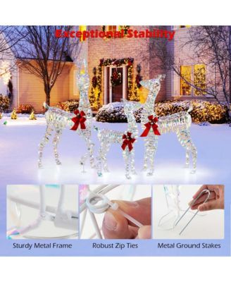 3-Piece Large Lighted Christmas Reindeer Family with LED Lights & Bows Buck