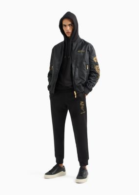 A／X ARMANI EXCHANGE スカジャン 黒 ドラゴン刺繍 A|X Armani Exchange Men's Long Sleeve Embroidered Dragon Zip-Front