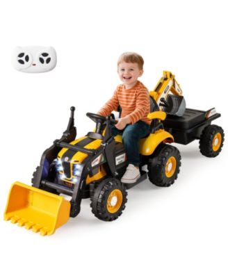 4 in 1 Ride on Tractor Excavator and Bulldozer for Kids Trailer Shovel Bucket