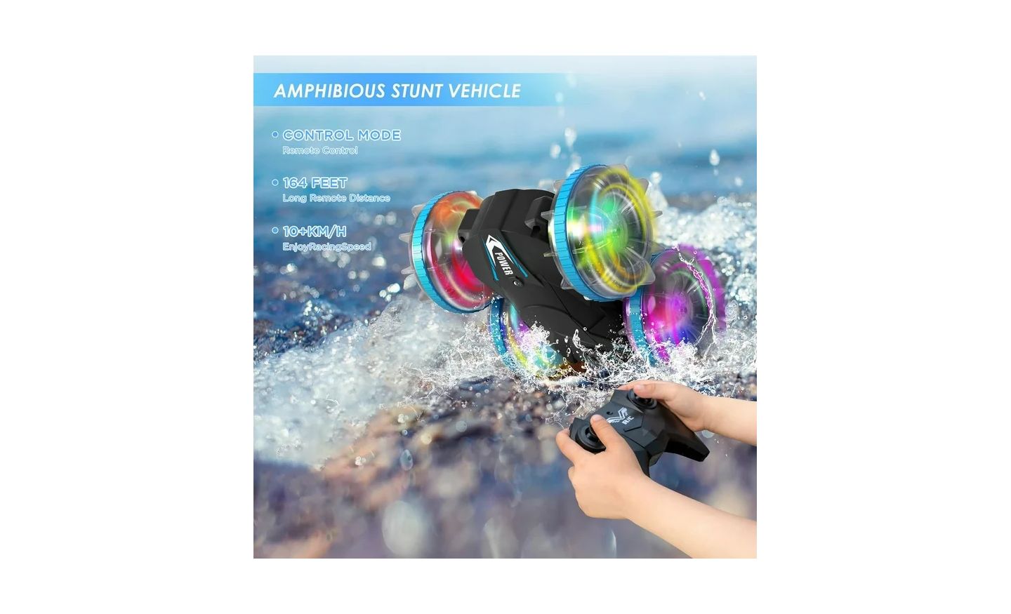 Детская игрушка Cowin Amphibious 4WD 360-Degree Flips Remote Control Stunt Car — фото 4