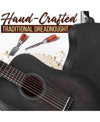 34" Acoustic Guitar Kit - 6-String 1/2 Junior Size Guitar with Accessories, Black (PGA820BK)