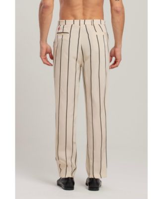 Women's Men's Striped Silk & Linen Blend Two-Zip Pants