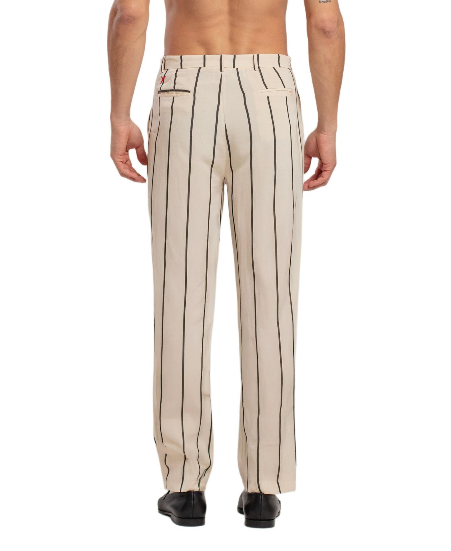 Женские брюки PCFG Striped Silk & Linen Blend Two-Zip, цвет: Бежевый — фото 2