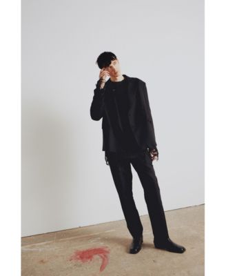 Men's Jet Black Cotton-Rayon Blend Suit Pants