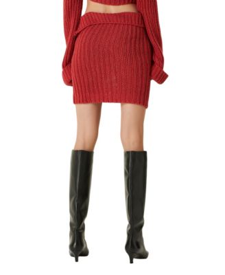 Women's Cashmere Blend Zippered Knit Skirt