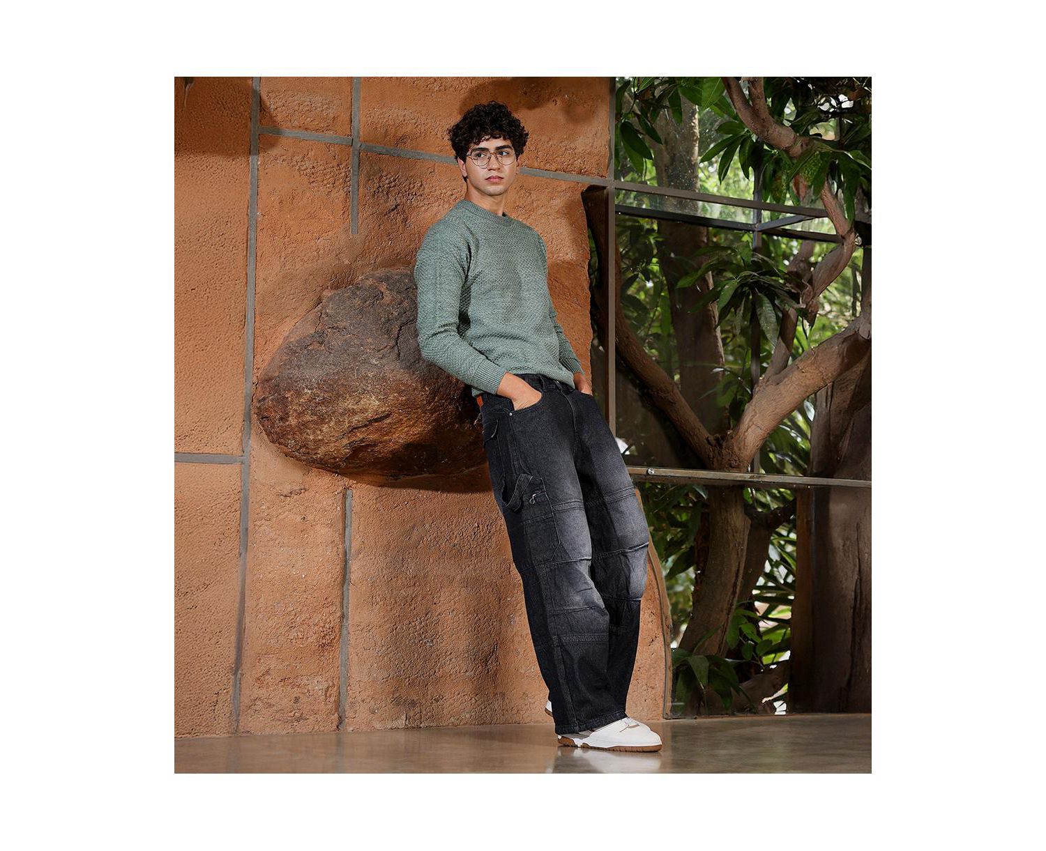 Men's Geo-Jacquard Knit Pullover Sweater