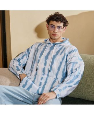 Men's Sky Blue Dye-Drip Pullover Hoodie