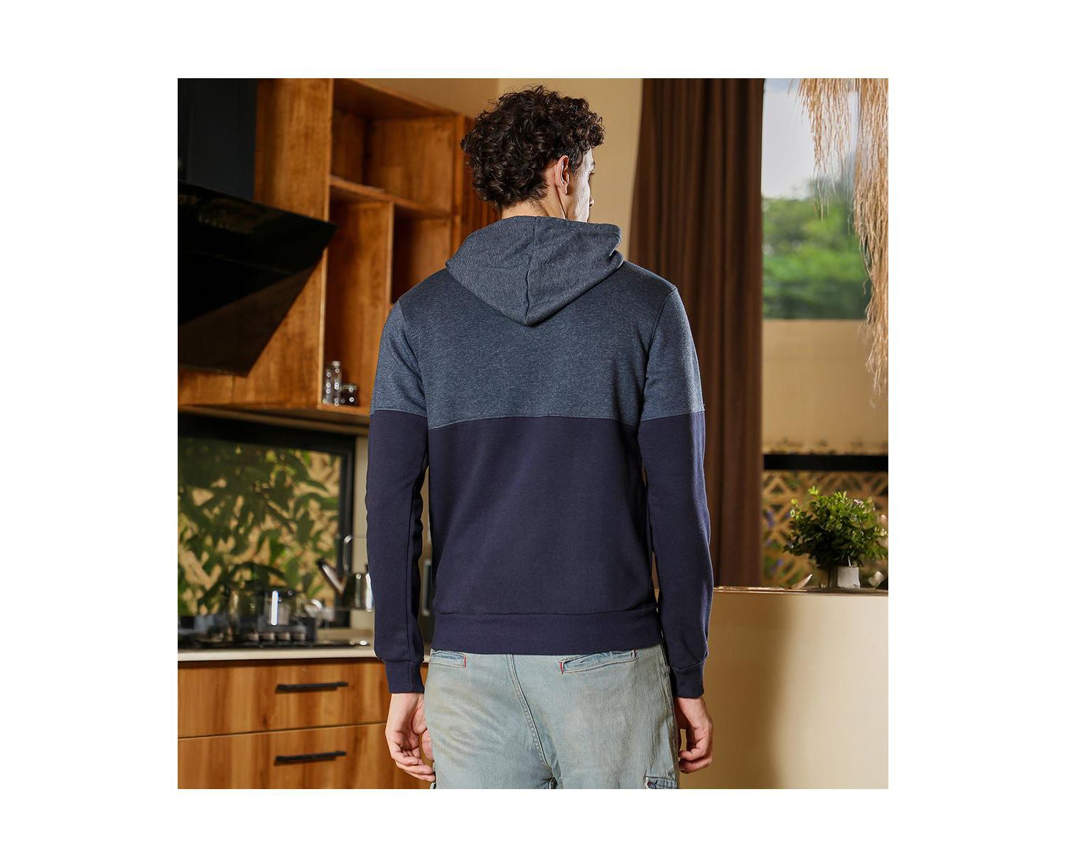 Men's Prussian Blue Block Pullover Hoodie