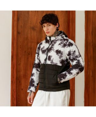 Men's Obsidian Black & Chalk White Dye-Block Quilt Puffer Jacket