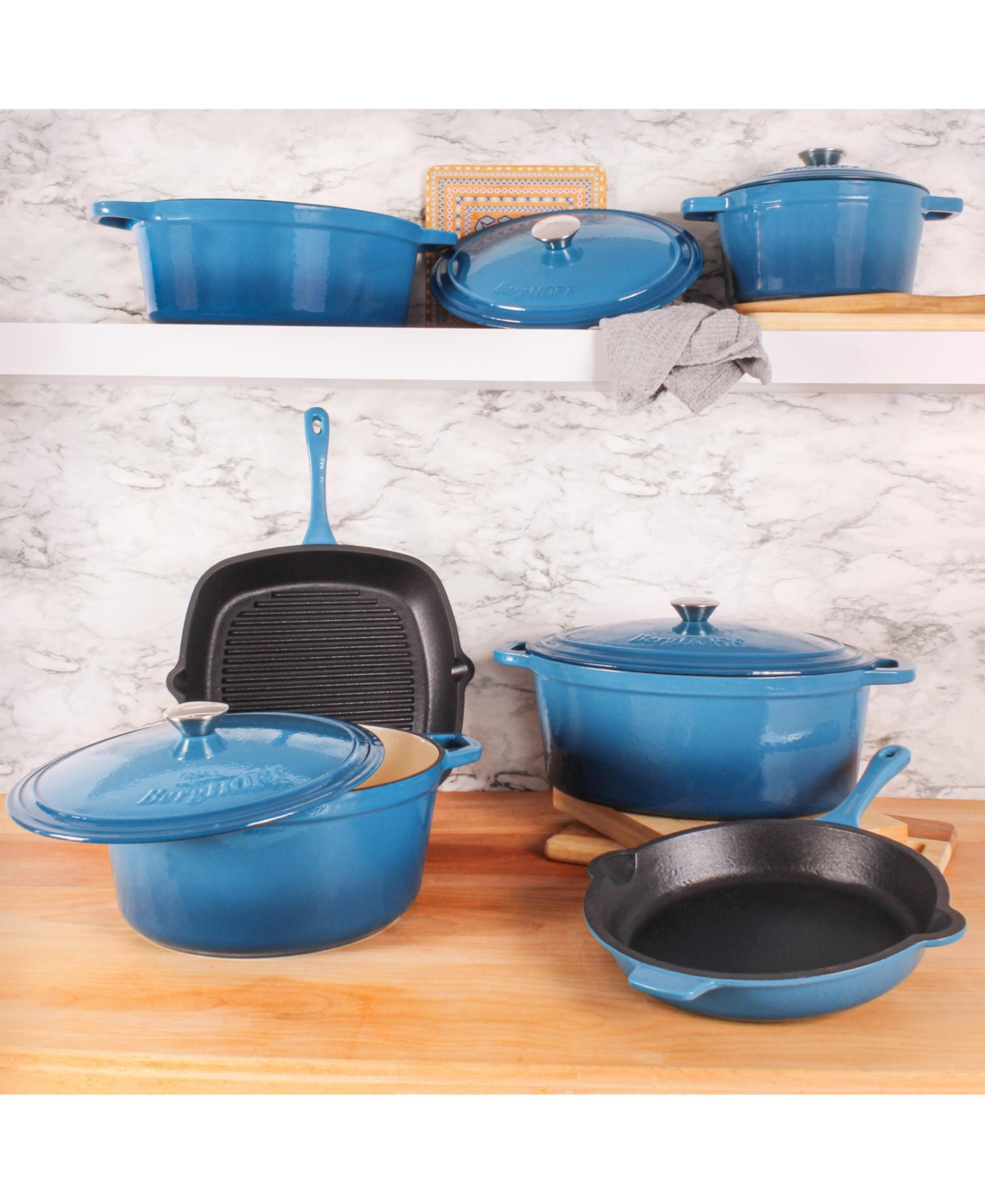 BergHoff Neo Blue 7 Qt. Cast Iron Round Casserole