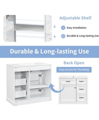 Bathroom Vanity with Sink 4 Drawers Soft Close Door and Adjustable Shelf